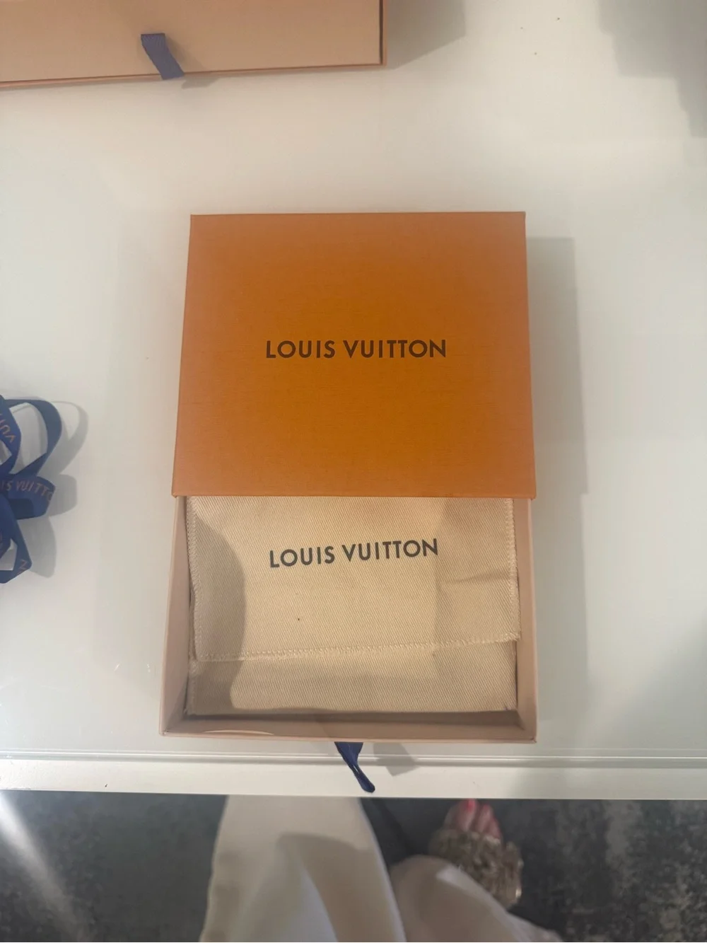 Louis Vuitton Orange and Cream Branded Box with Dust Bag